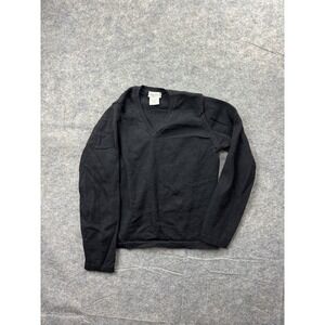 Linea Donna Size M 100% Fine Merino Wool Made in Italy Sweater Black Minimalist